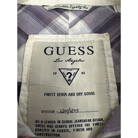 Guess Los Angeles Mens Western Style Plaid Short Sleeve Button Up Shirt size XXL - Picture 5 of 8